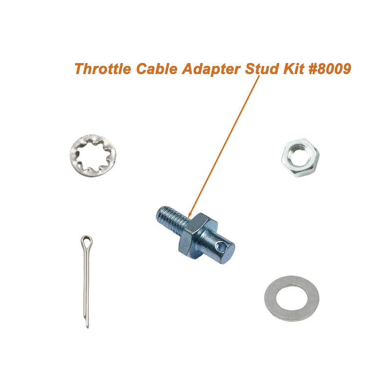 #8009 Throttle Cable Adapter Stud Kit（10-32 x 3/8 Thread） for 1977-later Chevrolet Steel with Nut, Washers, and Cotter Pin