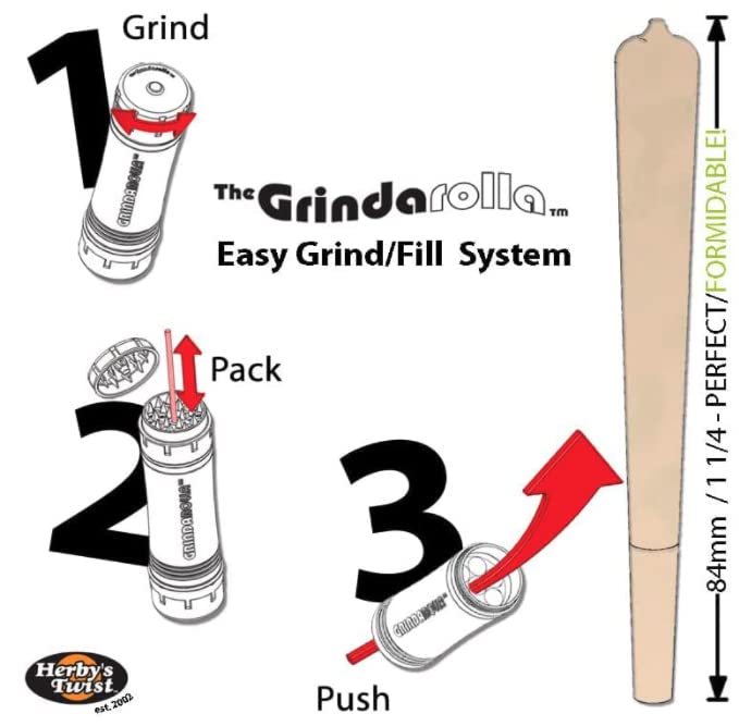 Herb Grinder & Stasher - Convenient, Durable, Easy & Simple Grinders | Cone Loader, Grind & Stash Spice, Coffee Pepper | Magnetic Grinding Mill with Packing & Cleaning Tool (Happy Face)