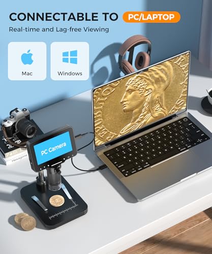 PalliPartners Digital Microscope for Coins with Light HD Screen Bright black