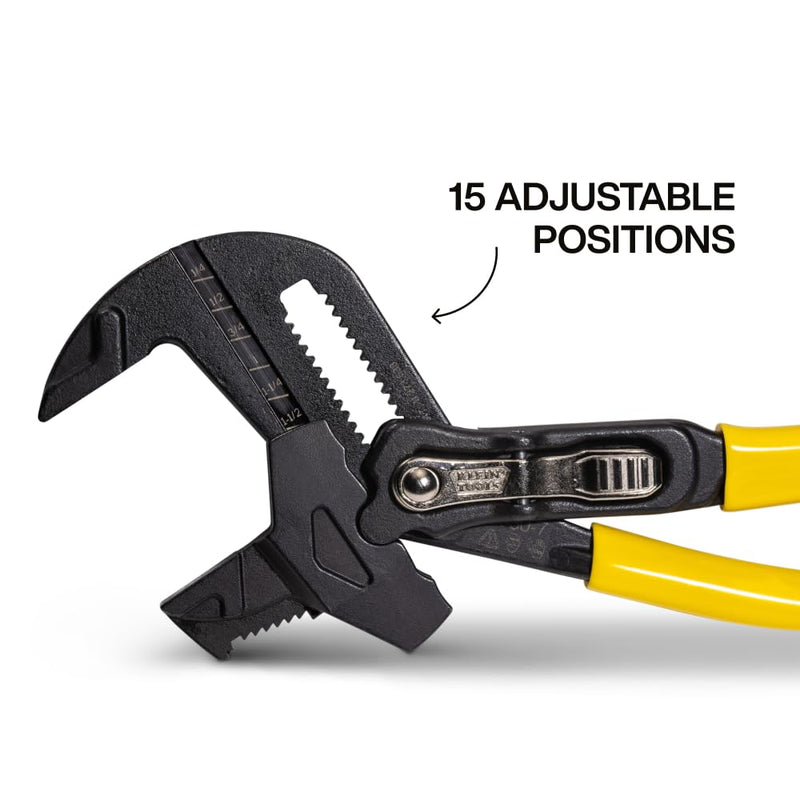 Klein Tools D5307 Plier Wrench, High Leverage Multi-Use Pump Plier with Adjustable and Reversible Double-Sided Jaw, Smooth and Knurled Teeth, 7-Inch 7-Inch (1-Piece)