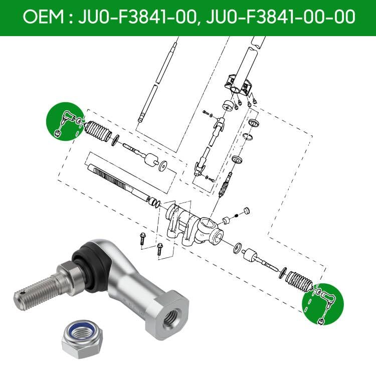 10L0L Outer Tie Rod End for Yamaha G22, G27, G29 Drive Gas and Electric Golf Cart 2003-Up, 2 Packs Ball Joint Kit, Replace OEM JU0-F3841-00, JU0-F3841-00-00