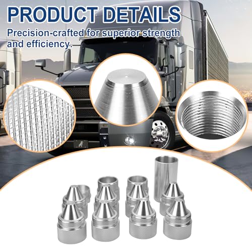 1.375''X24 Cone Shaped Parts - Stainless Steel Aluminium Replacement Sealed End - Compatible with Volvo, Kenworth, Peterbilt, Freightliner, Mack International Trucks (Silvery)