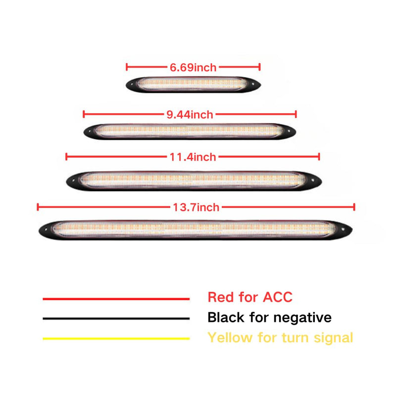 Yolu 2Pcs Flexible LED Daytime Running Light with Starter Scanning Dual-Color Streaming Turn Signal Indicator Light Universal fit 12V vehicles (6.69") 6.69"