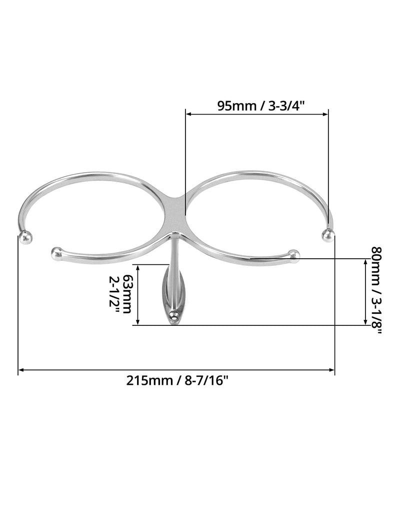 QWORK Boat Ring Cup Holder, Marine 316 Stainless Steel Double Ring Cup Drink Holder, Beverage Bottle Storage Rack, Fit Most Cups with a 3.5" Dia, for Marine Yachts Boats RV 3.5 inches