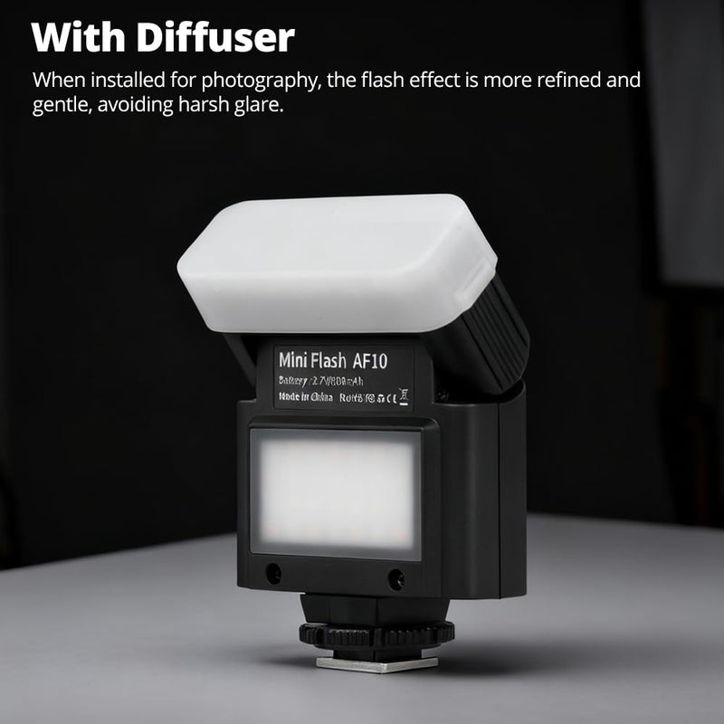 Ambitful AF10 Mini Camera Flash, Rechargeable Manual Speedlite | 90 tilt head, LED continuous light, USB-C charging, single-contact hot shoe for Sony Canon Nikon Fuji Ricoh