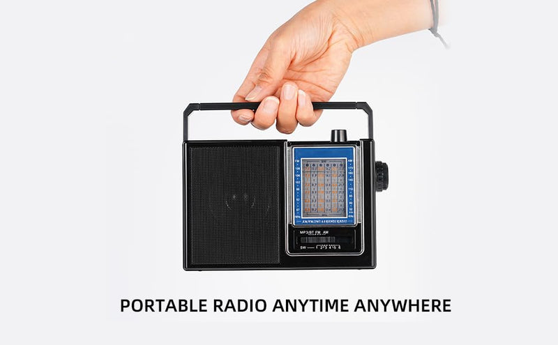 Portable Radio AM FM,Bluetooth, Rechargeable Retro Radio with Best Sound, Solar/D Battery*2pcs Operated/USB Charging, TWS, Support TF Card/USB Playing,Earphone Jack(Model RX-252S)