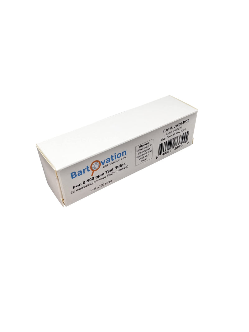 Bartovation Iron Test Strips, 0-500 ppm, for Aqueous Fe2+ Ferrous, 50-Pack | 50 Strips for Water Quality Samples, NOT for the Human Testing