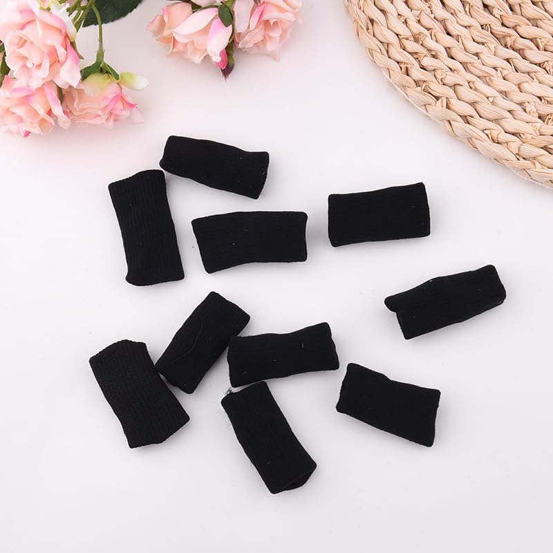 10Pcs Sports Finger Sleeves for Relieving Pain Finger Compression Protector for Basketball Golf Finger Support Thumb Brace Black