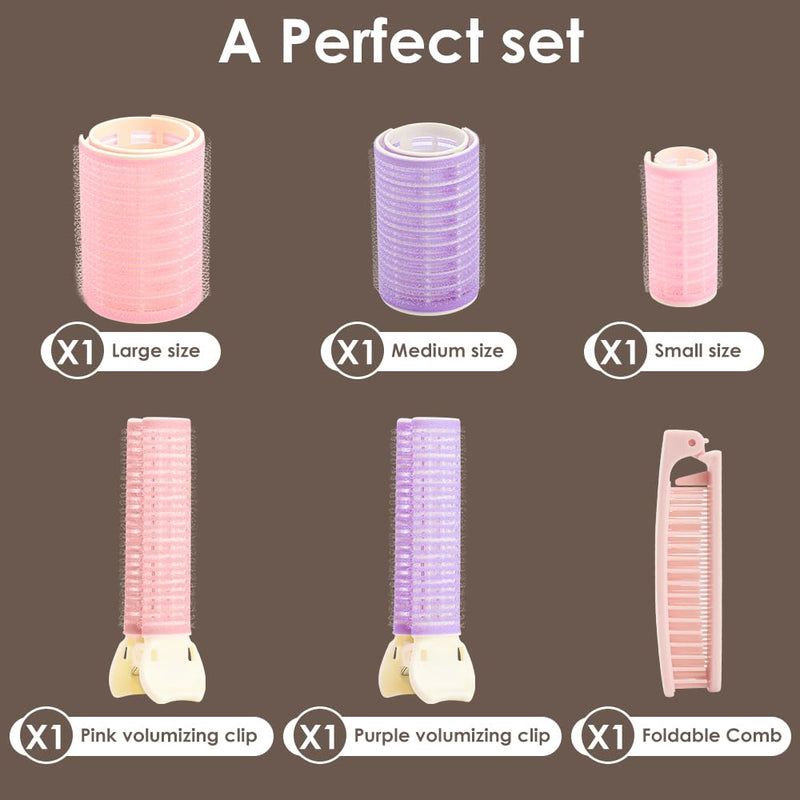  [AUSTRALIA] - Hair Roller Set 6 Pcs,Large Hair Roller,Bangs Curler, Volumizing Root Clip Set for Medium Long Hair,Suitable for women,Includes 3 curling irons,2 volumizing clips and 1 comb(Volumizing Hair Clips set) Volumizing Hair Clips set
