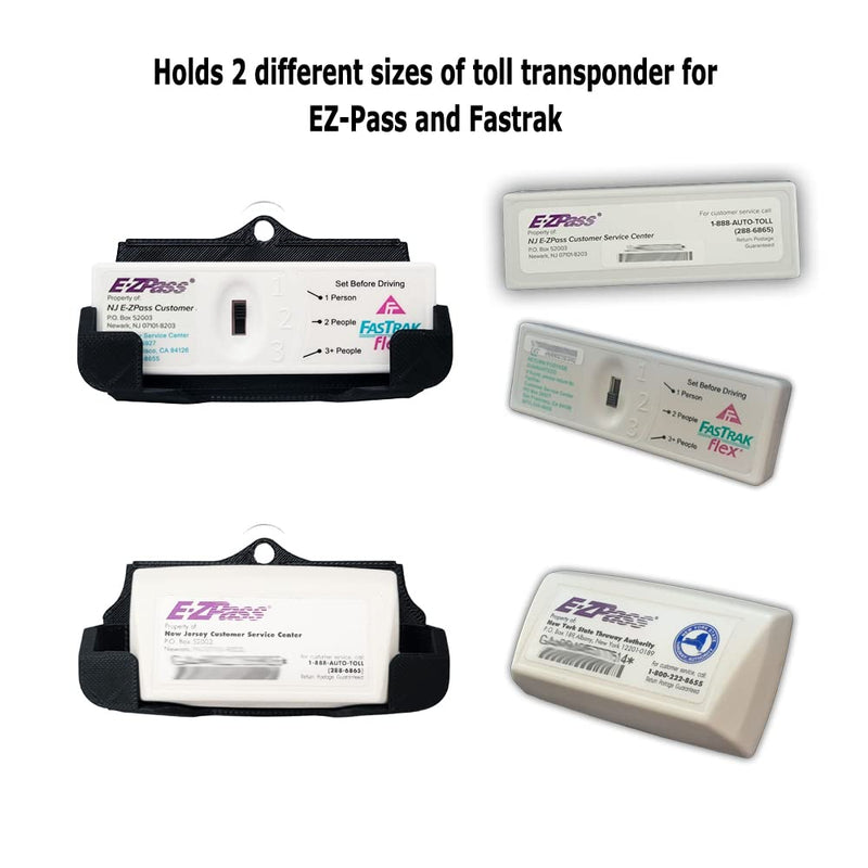 EZ Pass Holder | Fastrak Holder - 1 Pack - 3 Point Mount - Black - Toll Transponder Holder for New and Older Sizes - Toll Transponder Holder for new and older sizes
