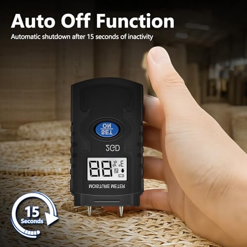 Wood Moisture Meter, Pin Type Tester for Wood Plaster Concrete with LCD Blue 1-pcs
