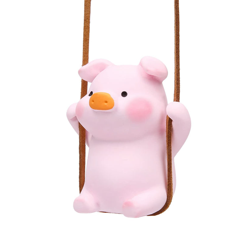 YGMONER Super Cute Swinging Pig Car Mirror Hanging Ornament Car Interior Accessories (Pig) Orange, Pink