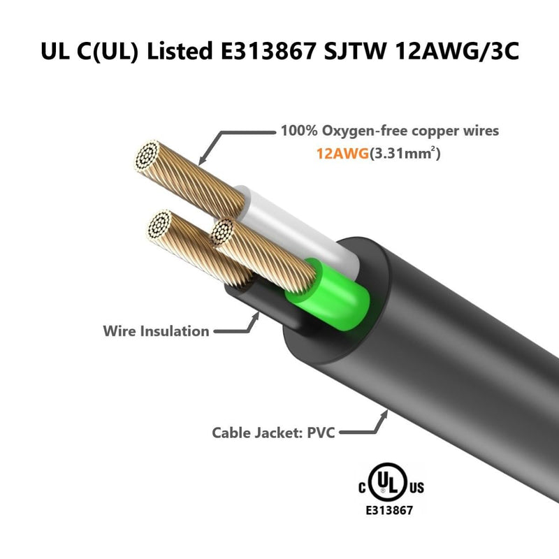 10Ft 12AWG Heavy Duty Right-Angle 15 Amp Household Plug to 20-Amp Extension-Cord, Nema 5-15P to 5-15R,5-20R,6-15R,6-20R T Blade 20Amp to 15Amp 90-Degree Extension Cable,125V 15A to 20A AC Power Cord
