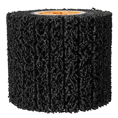 JOIKIT 4.5 x 4 Inch 40 Grit Abrasive Drawing Wheel, 3/4 Inch Wire Polishing Burnishing Wheel Roller Abrasive Drum Paint Rust Remover Conditioning Tool for Wood Metal Paint Surface Hand held Polishing