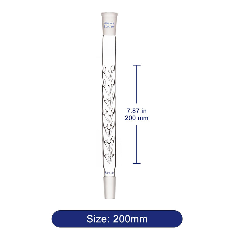 Labasics Vigreux Column, 24/40 Joints Borosilicate Glass Fractional Distillation with Indentations, 200 mm Length for Laboratory
