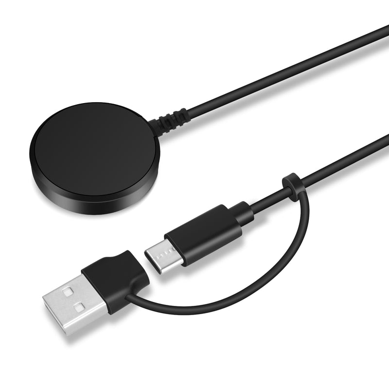 EGK 2 in 1 USB C/A Charger for Samsung Galaxy Watch | 8/8 Classic, 7/6/Ultra, 5/5 Pro/4/6 Classic/3/Active 2/Active 1/FE, Magnetic Wireless Charging Cable 3.3FT black