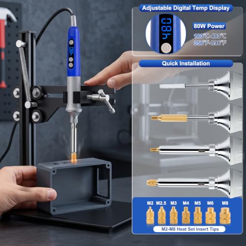 Vertical Heat Set Insert Tool with 80W Soldering Iron for 3D Printing