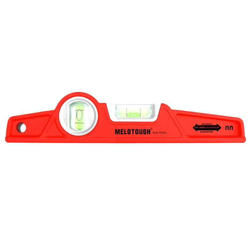 MELOTOUGH 10 Inch Die-Cast Magnetic Torpedo Level,Magnetic Level for Carpenter,Construction,Scaffolding, Plumbing Torpedo Level with Rare Earth Magnet,Pencil and Holster,Red,2PCS Red-2PCS
