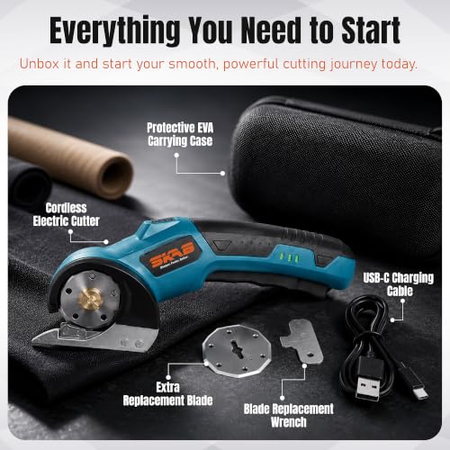 Cardboard Cutter Electric Scissor Rechargeable, 2600Mah Blue