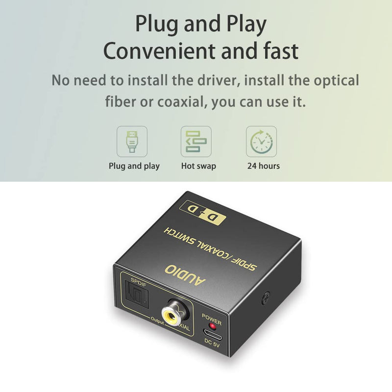 Coaxial to Optical Audio Bi-Directional Converter, Spdif to Coax Converter/Repeater/Splitter, with 1 Spdif Cable