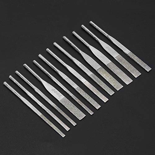  [AUSTRALIA] - Garosa 12 Piece Precision Needle File Set, Multi Grit Machine Files for Metal Grinding and Reciprocating Tools, Professional Shank Taper Files 100 150 200 300 Grit