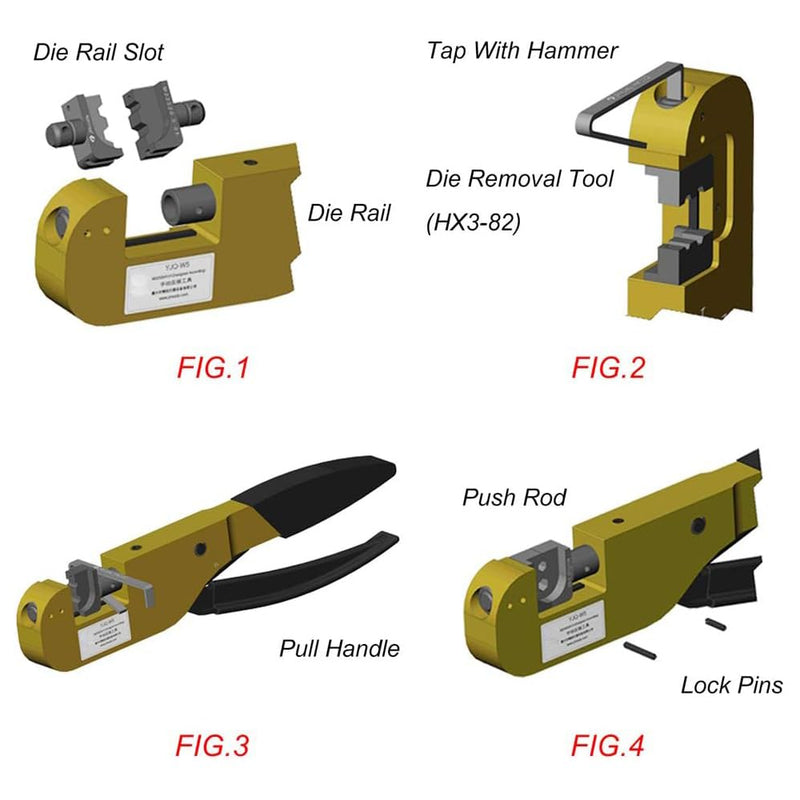 JRready Y197-P M22520 5 05 Die Set work with YJQ-W5 M22520 5 01 Open Frame Die Crimper Crimp Connector Type D-Sub Coaxial Contact(1pcs Die set)