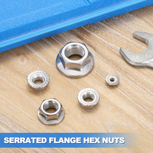 100Pcs Serrated Flange Hex Nuts-M8-1.25-Coarse 304 SS Bright Finish Silver M8-1.25 100