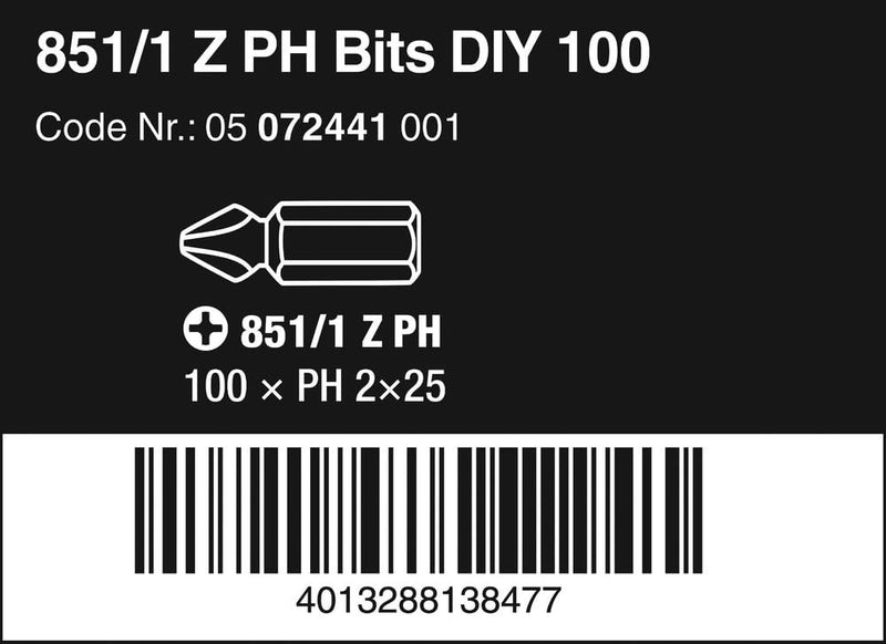 851/1 Z PH 2 X 25 MM DIY-BOX BIT PHILLIPS SCREW (100 pcs)
