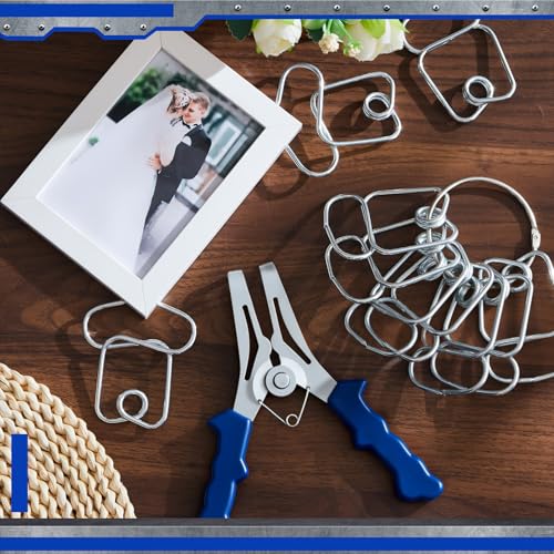 Lasnten 22 Pcs Miter Spring Clamps Kit 1 Spring Loaded Pliers with 20 Miter Clamps for Woodworking, Wood Trim, Picture Frames Making, Moldings with 1 Storage Ring