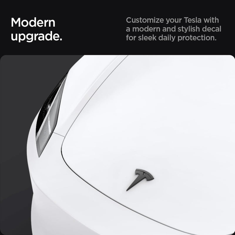 Spigen Front Emblem Logo Full Cover Sticker Designed for Tesla Model 3 2025/2024 Refresh (Highland) - Black
