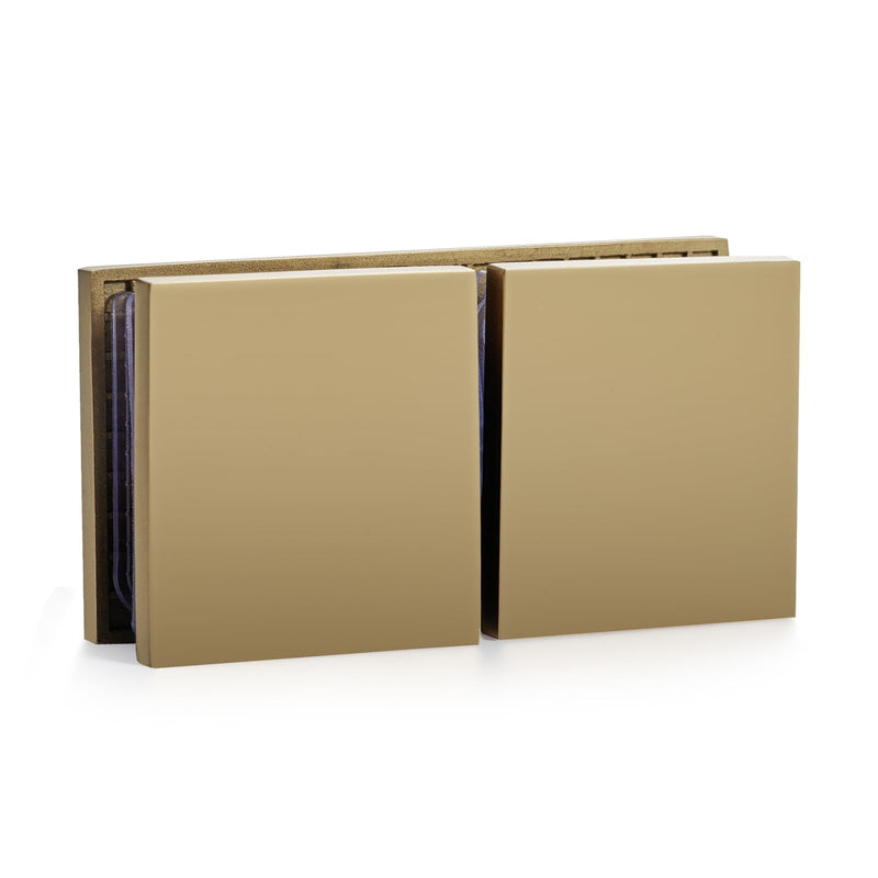 Ranbo 180 Degree Fixed Glass Panel Clamp, Gold, 2 Pack | 304 stainless steel, for 5/16" - 1/2" (8-12 mm) thick frameless glass, straight edge
