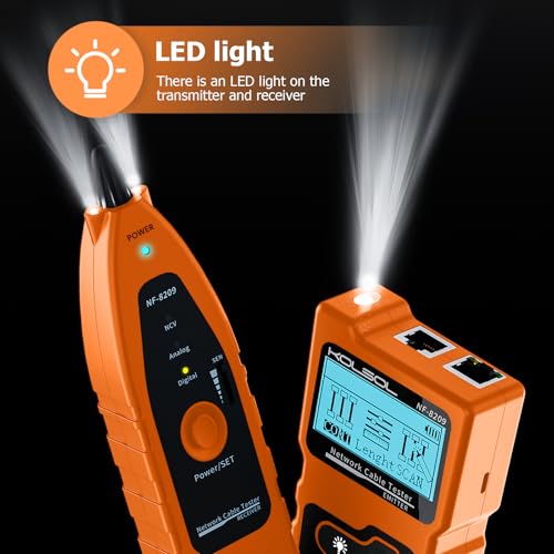 Network Cable Tester, Poe Cable Tester for CAT5e/CAT6/CAT6a, Ethernet Network Tester with NCV, NF-8209 Network Cable Tracker, Test Fault Distance Location and Length Measurement by TDR