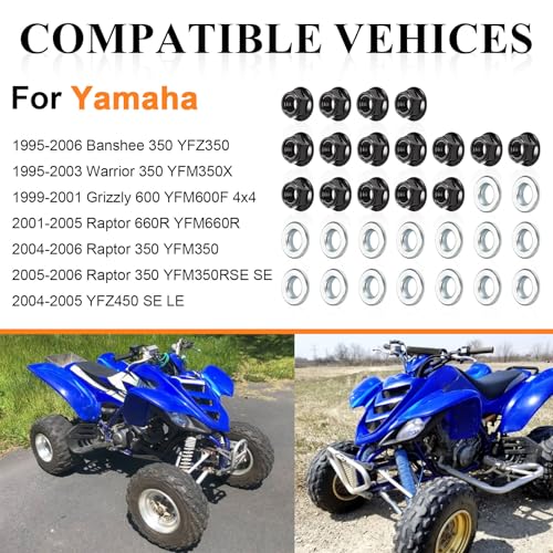 Wheel Nut and Washer Kit for Yamaha Banshee 350 Warrior 350 Grizzly 350 Raptor 350 660R YFZ450 1995-2006