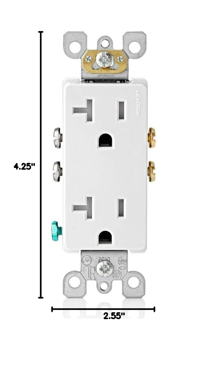 Leviton M02-T5825-Wmp 20a 125v White Decora Tamper Resistant Outlets 10 Count