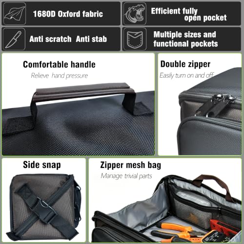 Small Tool Bags/Pouches for Men, 13-Inch.Electrician/HVAC Tool Pouches Bag with Compartments.