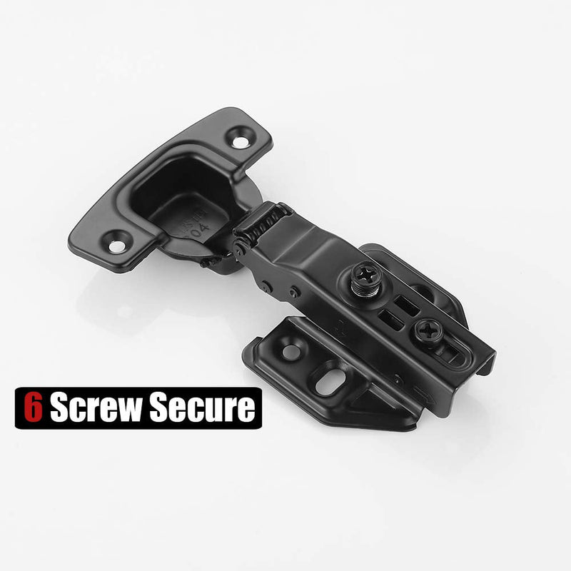 JQK Cabinet Hinges Black, 100 Degree Soft Closing Full Overlay Door Hinge for Frameless Cabinets, Stainless Steel Matte Black Finish, 10 Pack, CH100-BK-P10 1