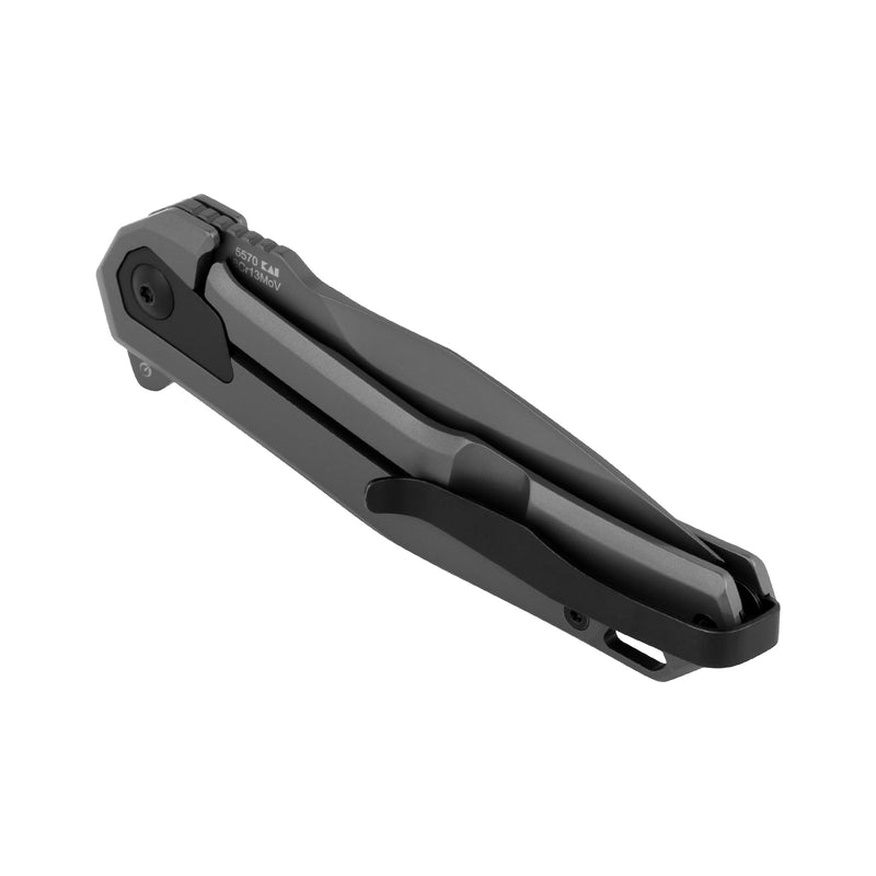 Kershaw Helitack Pocket Knife, Matte Gray Design, 3.26 Inch Stainless Steel Drop Point Blade, EDC with Assisted Opening, Contoured Steel Handle, Everyday Carry Pocket Knife for Men and Women