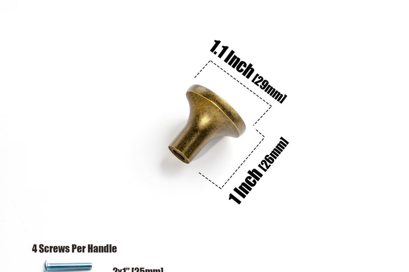 Goo-Ki 1.3 Inch Diameter Antique Brass Cabinet Knob,High-end Zinc Alloy Cabinet Hardware,6 Packed 1.3'' Knob Single Knobs