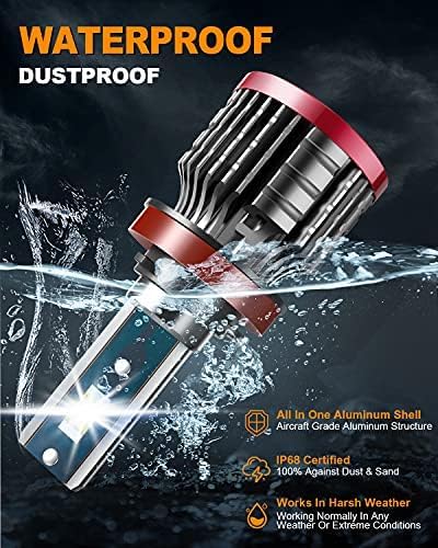 H11/H8/H9 9005/HB3 LED Bulbs,160W 32000 Lumens Bright,6500K Cool White LED Fog Light Halogen Replacement IP68 Waterproof, Pack of 4 9005+H11