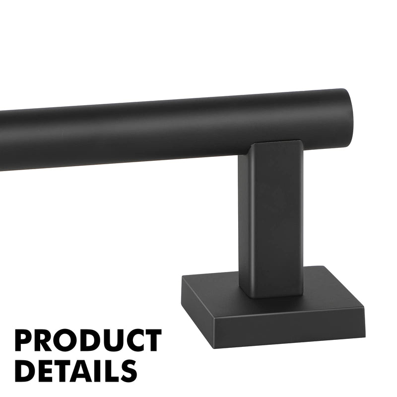 Matte Black Towel Bar, 20 Inches Stainless Steel Towel Rod-Square Base, Wall Mounted Towel Rack for Bathroom Matte Black 20 in