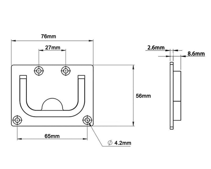 Two Marine Grade Stainless Steel Heavy-Duty Flush Lifting Handles, 3" x 2-1/4"