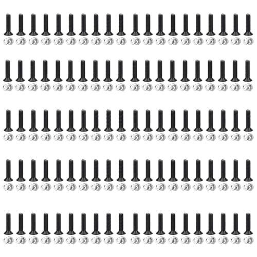 100-Pack D-Series Panel Mount Screw and Nut Kit with 304 Stainless Hex Nuts Black 100