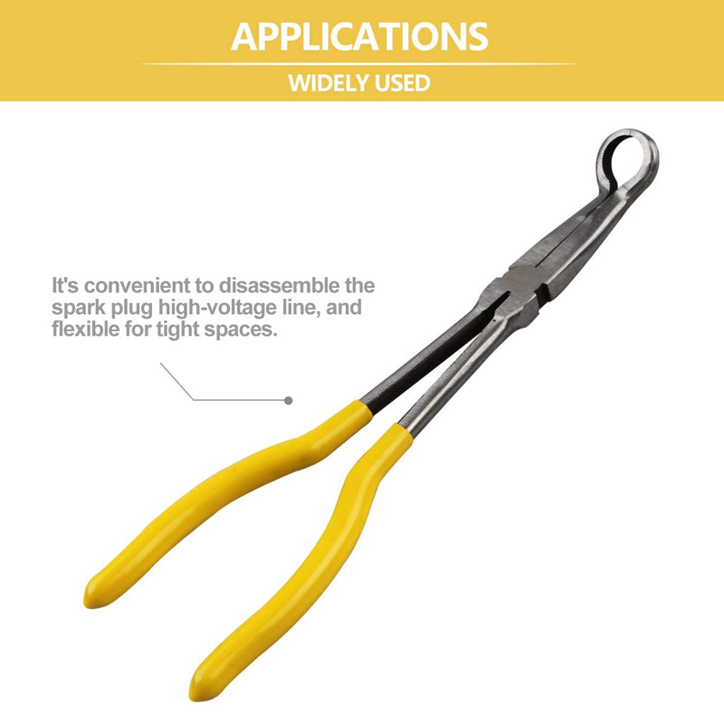 Spark Plug Removal Pliers, 11" Long Reach Ring Nose Hose Grip Pliers for Car Round Nose