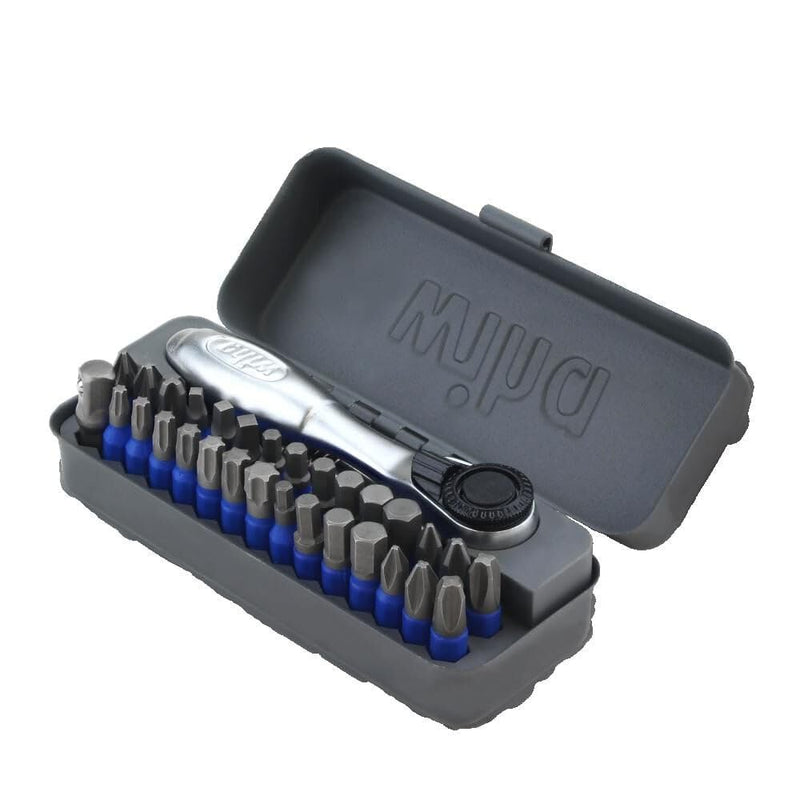 Wiha 76889 32 Piece GoBox TerminatorBlue Impact Bit Set with Mini Ratchet Impact + Mini Ratchet Set, 32 piece