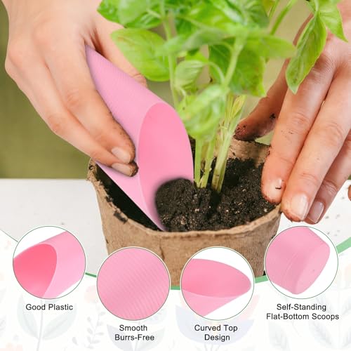 M METERXITY 18-Pack Bonsai Soil Scoops, Plastic Garden Soil Scoops Bucket Shovel Potting Scoopers for Transplanting/Flower Planting/Plant Succulent,Colorful Small Gardening Tools [Multicolor]