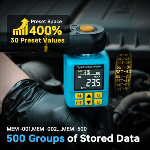 1/2" Digital Torque Wrench Adapter 5-100 ft-lb (6.8-135Nm), ±2% Accuracy