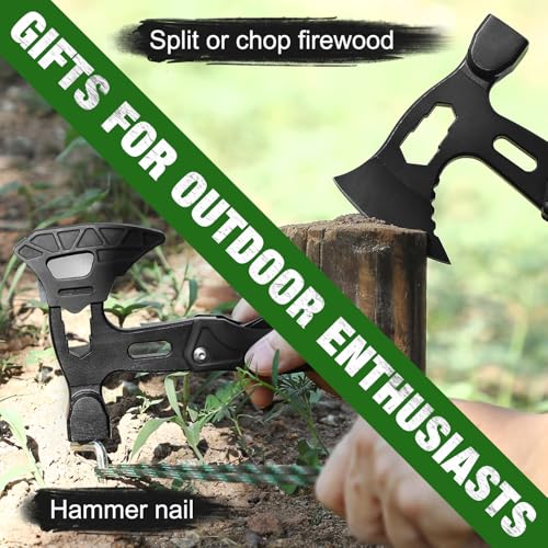 Fathers Day Dad Gifts from Daughter Son Wife, Upgrad 22 in 1 Camping Multitool Hammer Hatchet, Portable Camp Axe Screwdriver Set with Nylon Sheath, Birthday Gifts for Men Dad Upgraded Black Multitool
