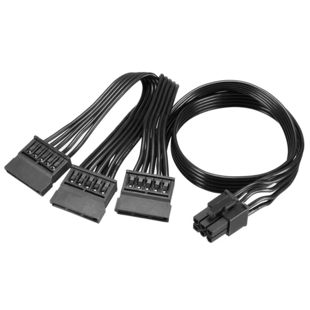 6 Pin Male to 3X 15 Pin SATA Female Hard Drive Power Adapter Cable for Seasonic Antec Modular Power Supply 20-in