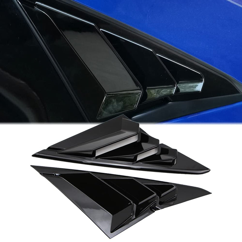 Rear Side Window Louvers for Honda Civic Type R, Hatchback 2016 2017 2018 2019 2020 2021 10th Gen ABS Scoop Shade Cover Air Vent Blinds Racing Style Shutter in Glossy Black Hatchback Model