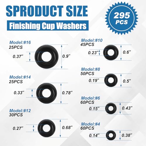 Yaocom 295 Pcs Stainless Steel Countersunk Cup Washers Black Finish